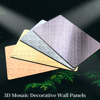 Qualità Decorazione muraria in mosaico PET Pannello murario in bambù Fibra di carbone di legno Fabbrica